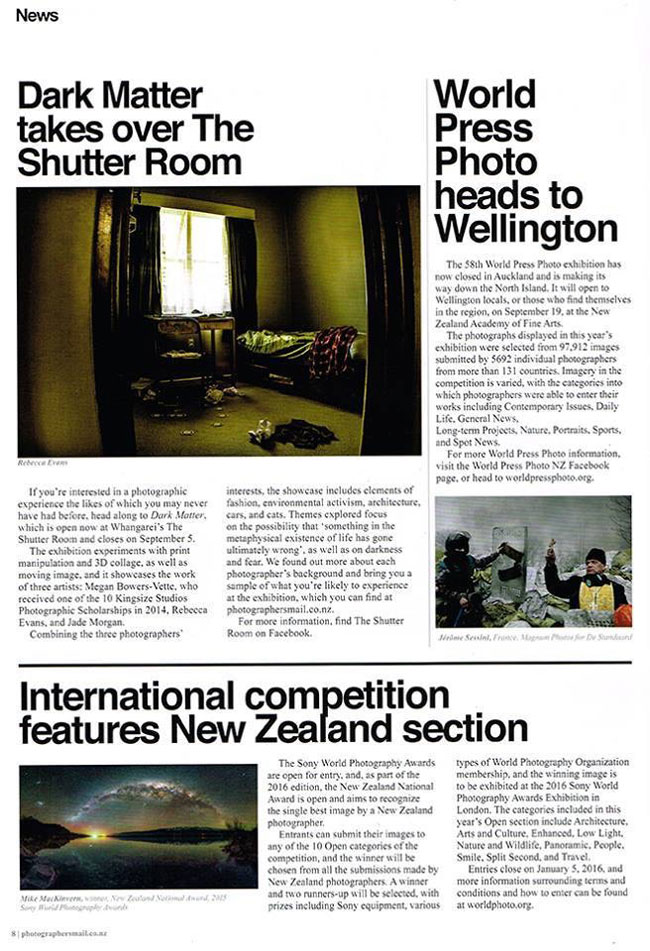 Photographers Mail magazine - Dark Matter Article: Dark Matter takes over the Shutter Room